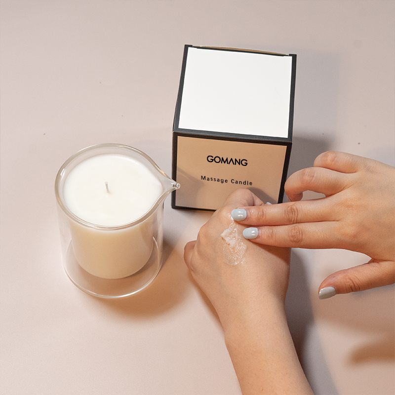 Double layer high borosilicate lavender scented massage candle with mouth