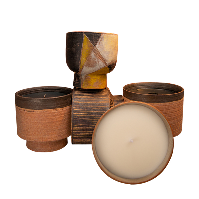 Vintage vertical bar ceramic cup custom scents scented candle