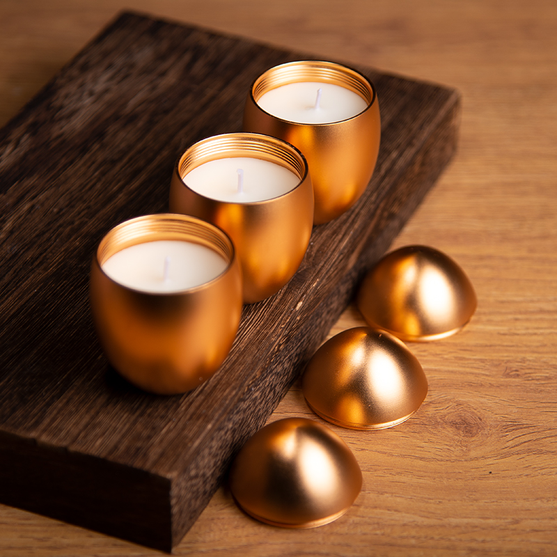 Gold metallic egg shape composite gold container scented candle