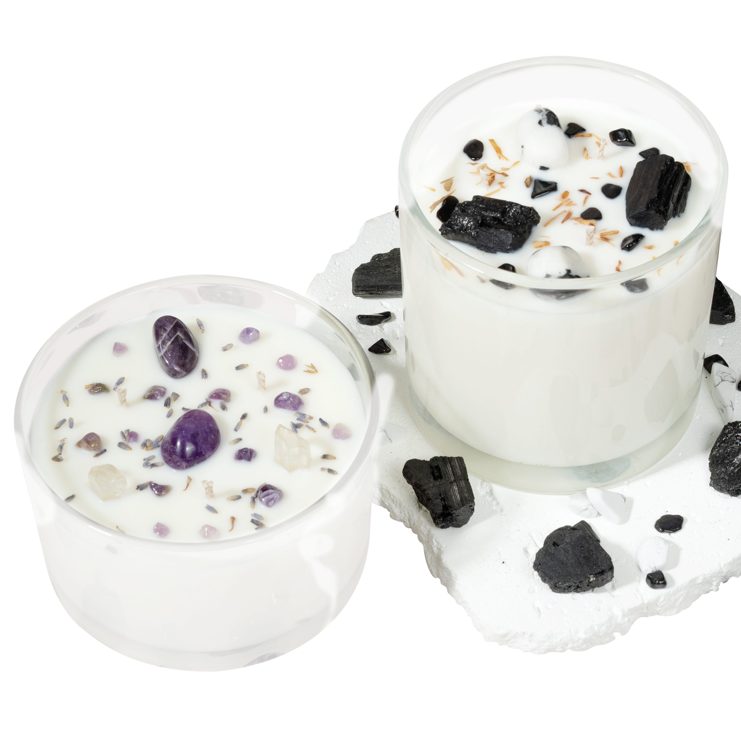 Transparent glass natural crystal scented candle