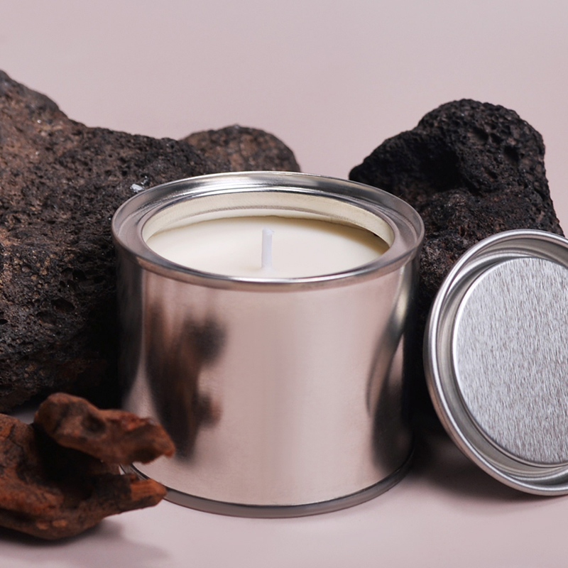 Silver metallic candle jar lavender scented candle