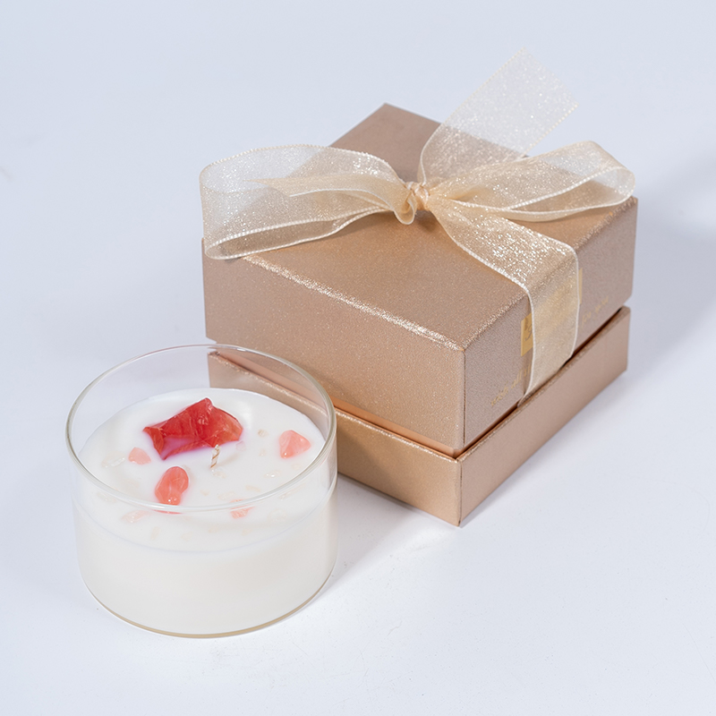 Red crystal stone transparent glass glass wood candle wick aromatherapy candle gift box