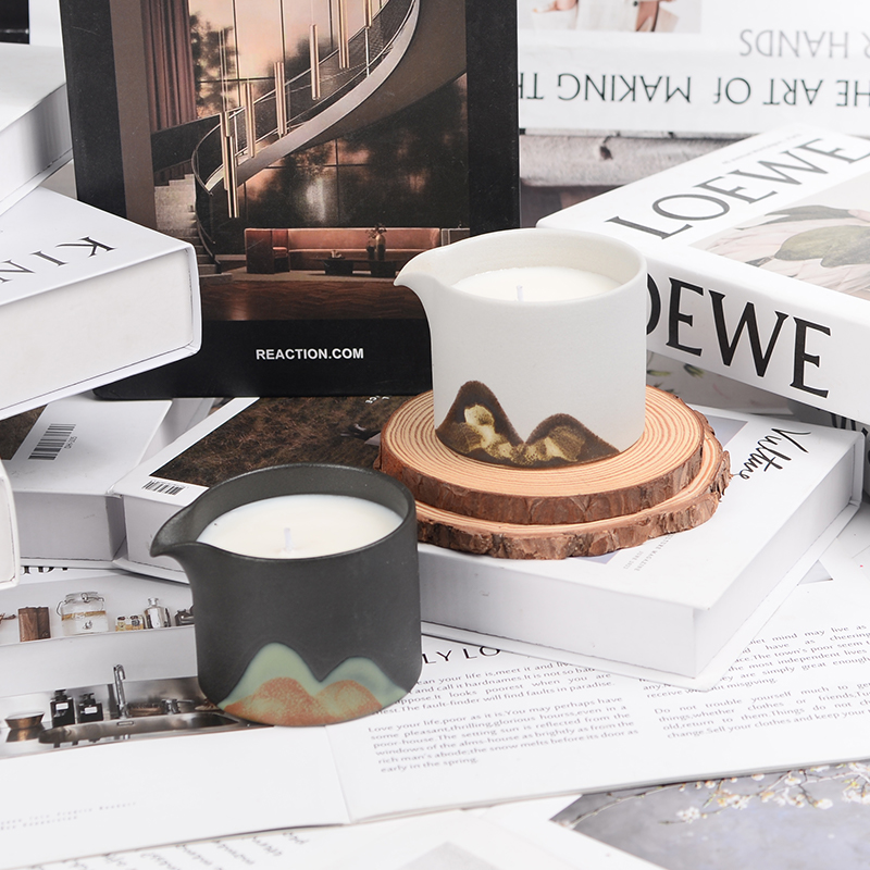 Black and white ceramic printed cup Aromatherapy massage candle